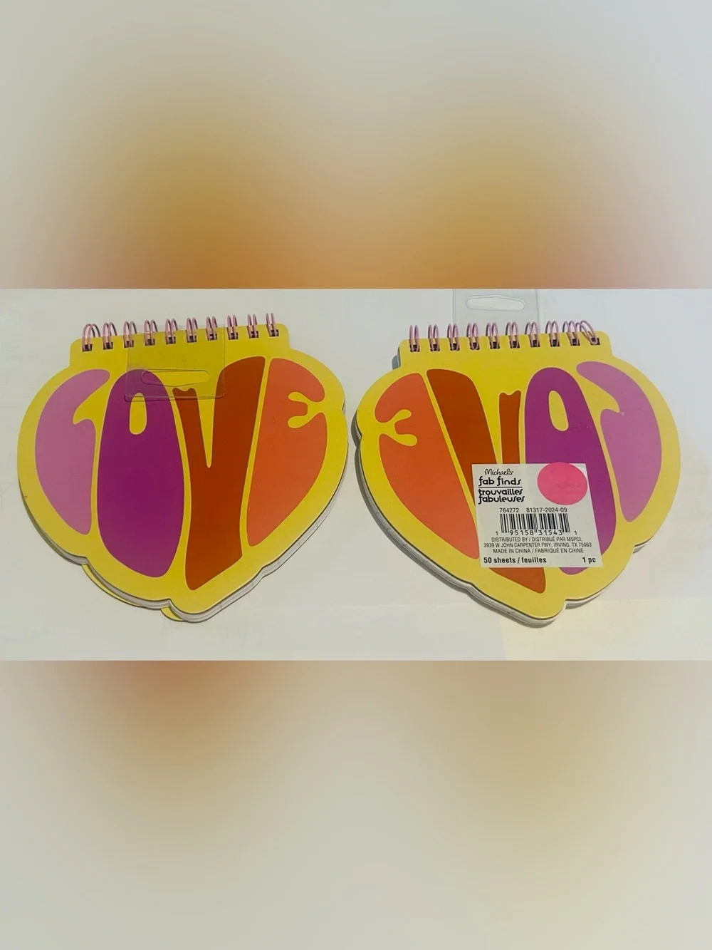 New 2 Colorful Love Notepad Bloc-Notes 50 Lined pages 16 Lines 100 Pages Total